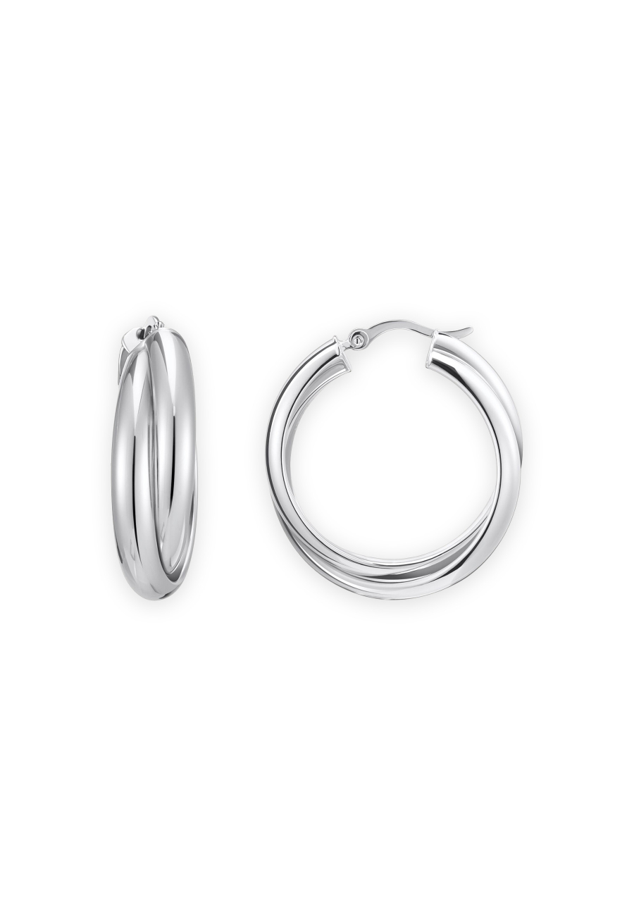 Grandes Créoles Argentées avec Design Entrelacé