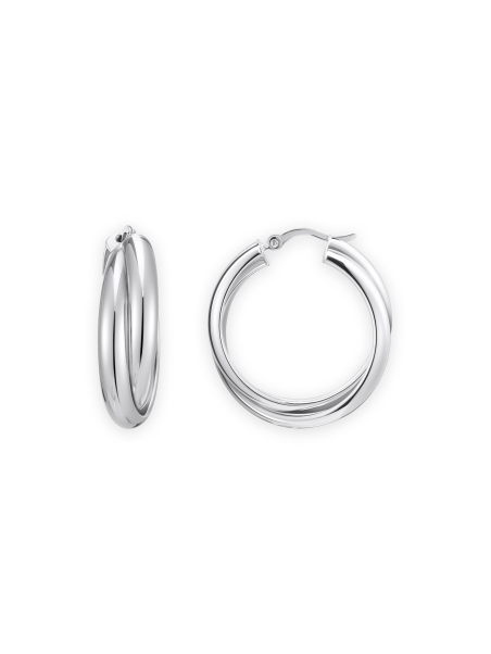 Big Silver Hoop Earrings Intertwined Design