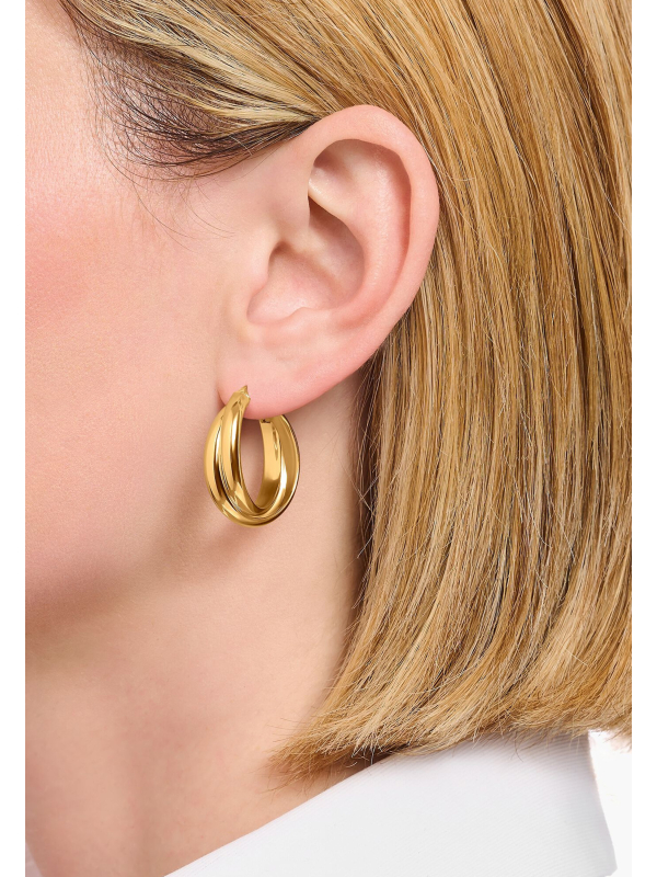 Pendientes de Aro Grandes Chapados en Oro con Diseño Entretejido