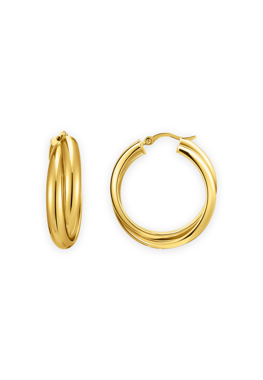 Big Gold-Plated Hoop Earrings Intertwined Design