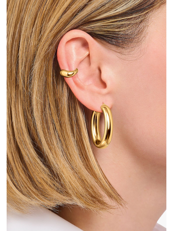 Gold-Plated Big Chunky Hoop Earrings