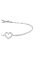 Bracelet Tennis Argent Cœur avec Pierres Blanches
