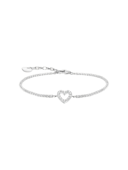 Silbernes Tennisarmband Herz mit Weißen Steinen