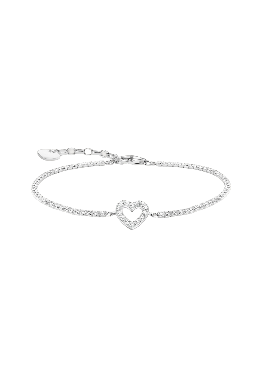 Bracelet Tennis Argent Cœur avec Pierres Blanches