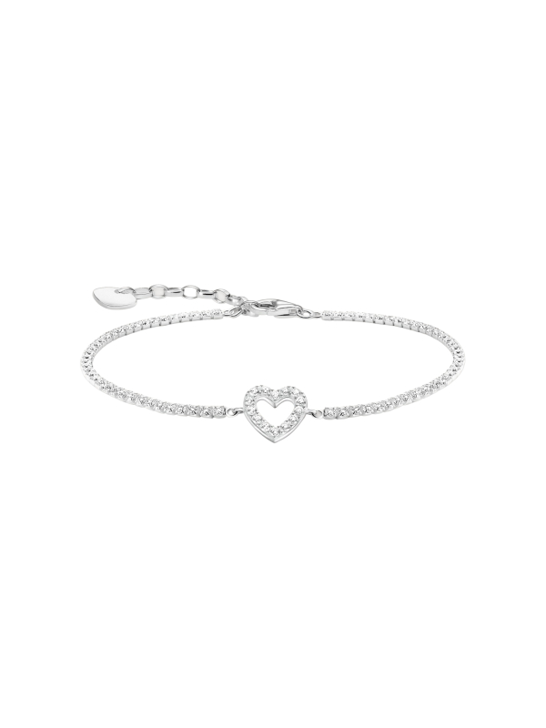 Silbernes Tennisarmband Herz mit Weißen Steinen