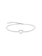 Silver Tennis Bracelet Heart with White Stones