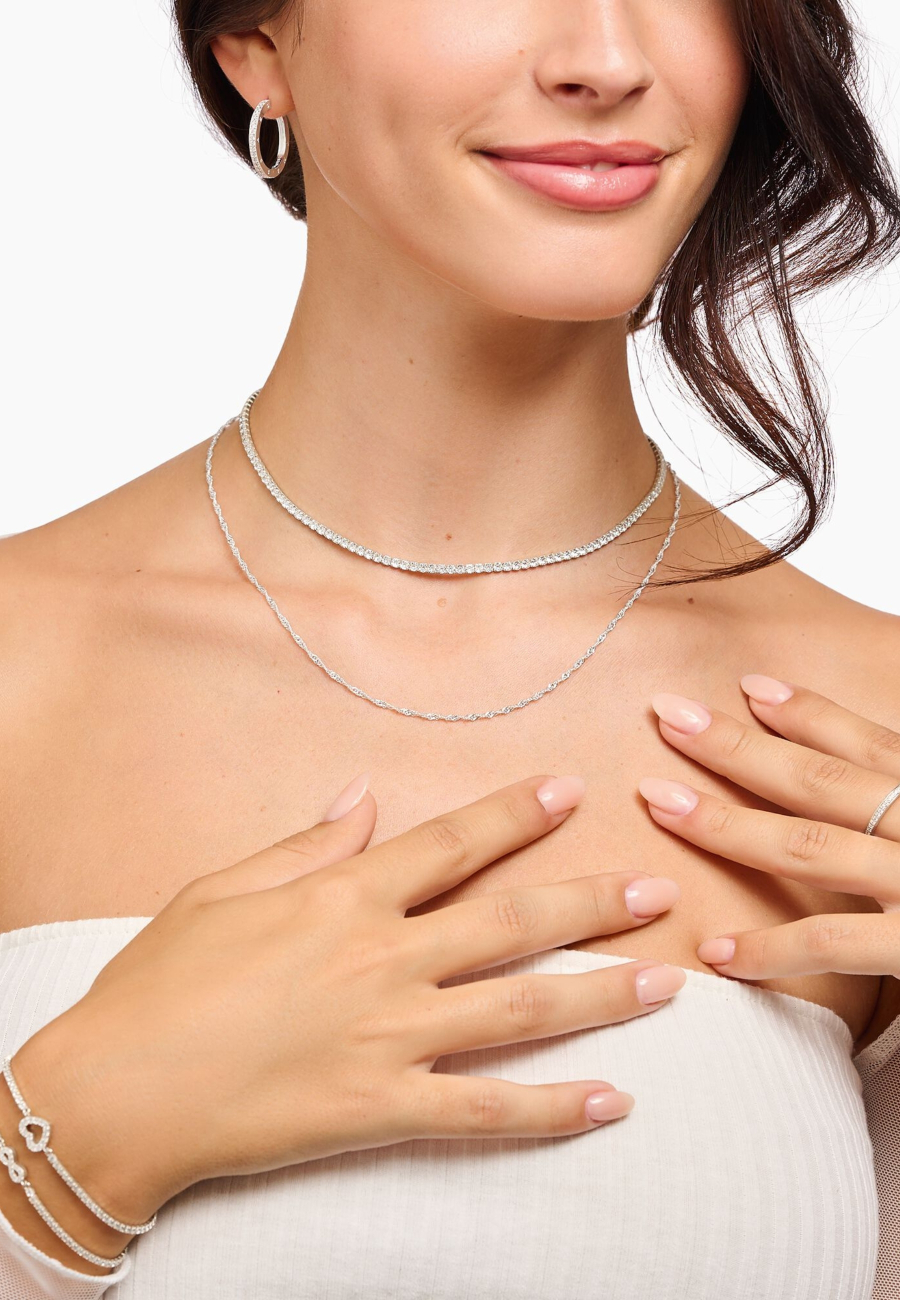 Collier en Argent avec Pierres Blanches