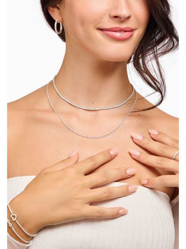 Collar de Plata con Piedras Blancas