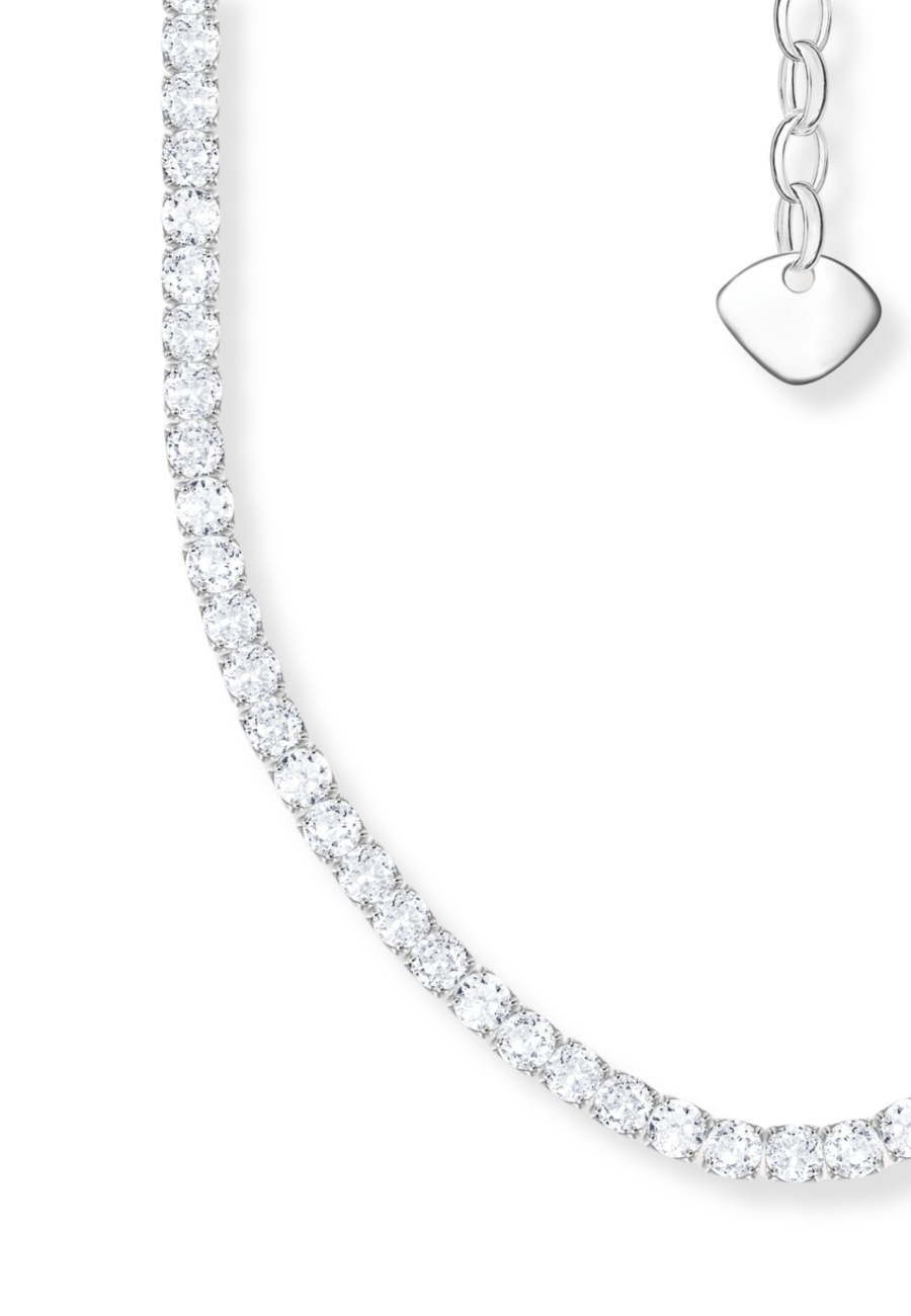 Silver Necklace with White Stones