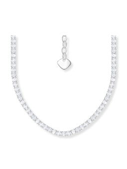 Silberne Halskette mit Weißen Steinen