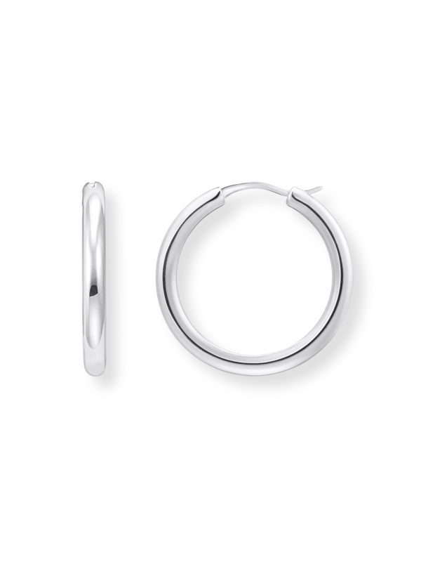 Silver Classic Hoop Earrings In Wider Shape