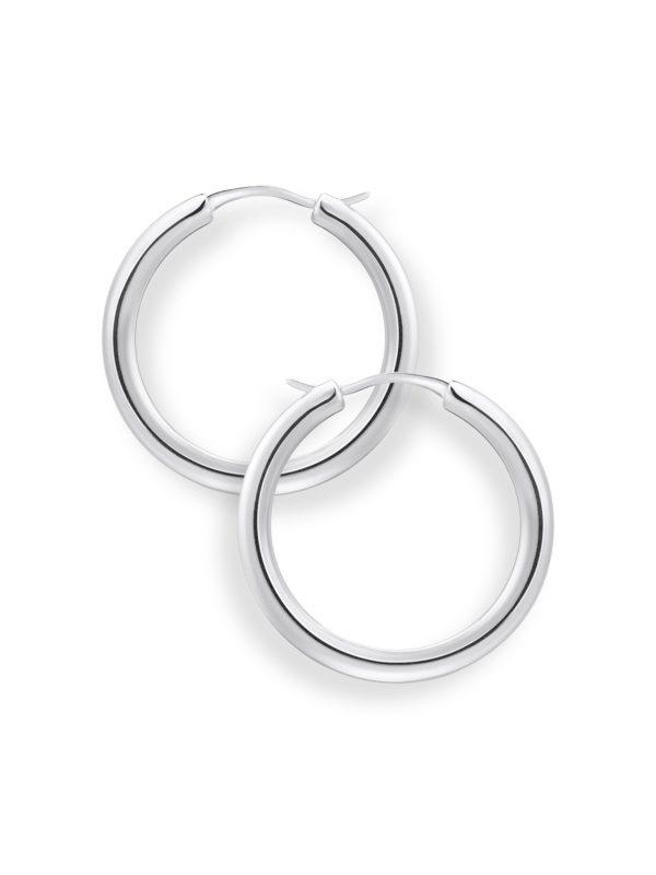 Silver Classic Hoop Earrings In Wider Shape