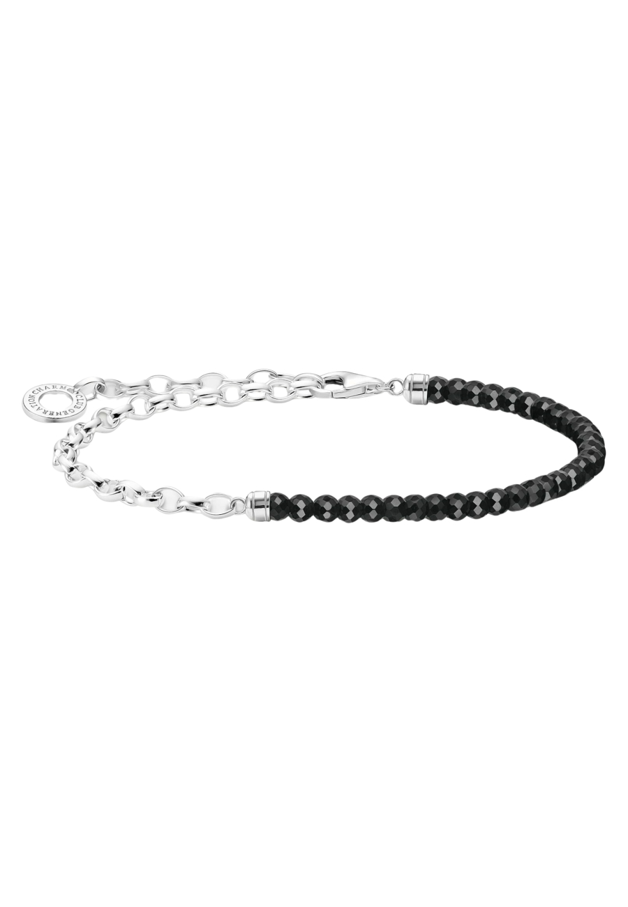 Charm Bracelet With Black Onyx Beads Silver