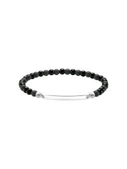 Gravierbares Armband mit Obsidian-Perlen