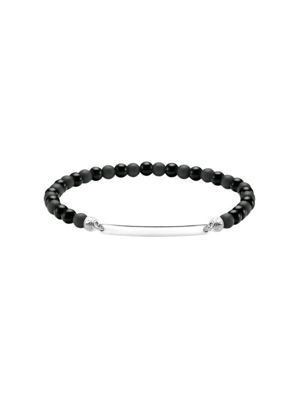 Bracelet Gravable avec Perles en Obsidienne