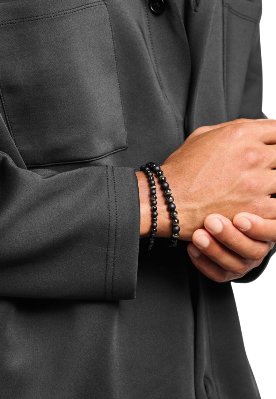 Talisman Bracelet With Tiger Eye And Obsidian Beads