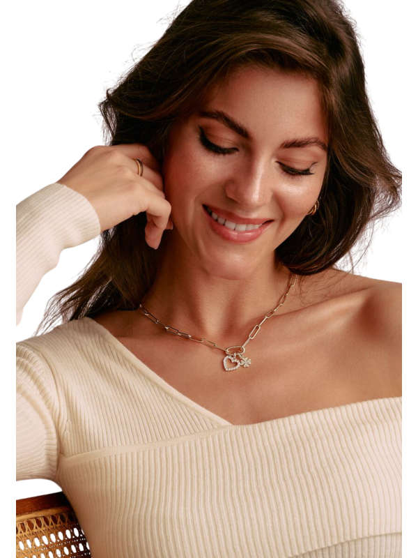 Charm-Anhänger Herz Mit Weißen Steinen – Connect Silber