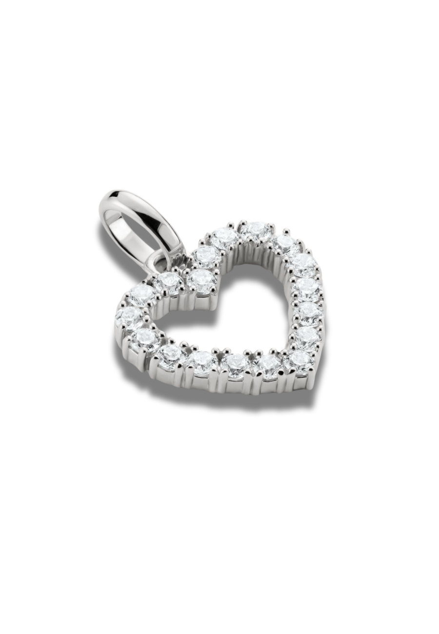 Charm-Anhänger Herz Mit Weißen Steinen – Connect Silber