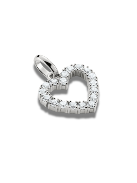 Charm-Anhänger Herz Mit Weißen Steinen – Connect Silber