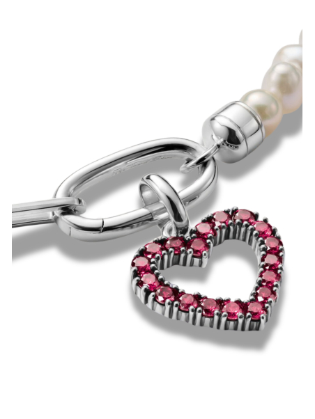 Charm-Anhänger Herz Mit Roten Steinen – Connect Silber
