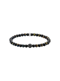 Pulsera Talismán Energía Positiva Con Cuentas De Obsidiana Y Ojo De Tigre
