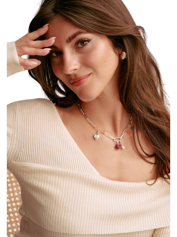 Charm Pendant Red Rose Blossom – Connect Silver