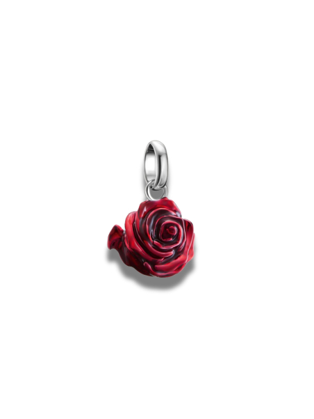 Colgante Charm Flor De Rosa Roja – Connect Plata