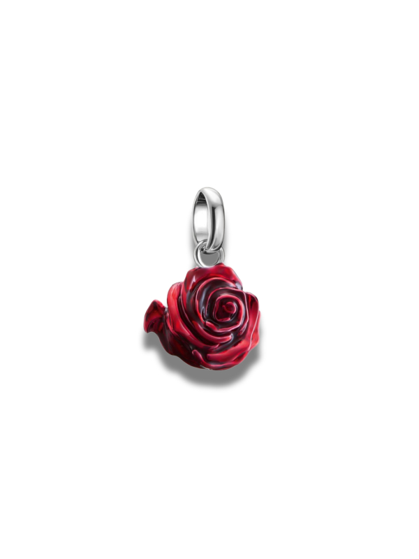 Colgante Charm Flor De Rosa Roja – Connect Plata