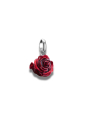 Colgante Charm Flor De Rosa Roja – Connect Plata