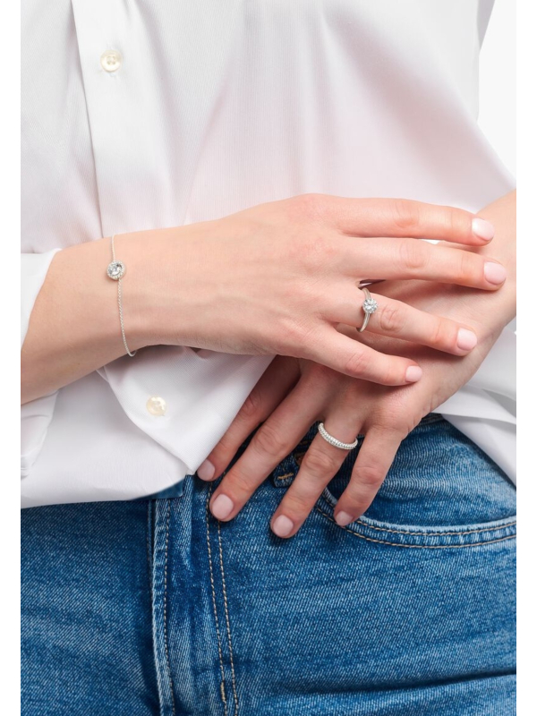 Bague Anneau En Argent Avec Zircon Blanc Et Gravure