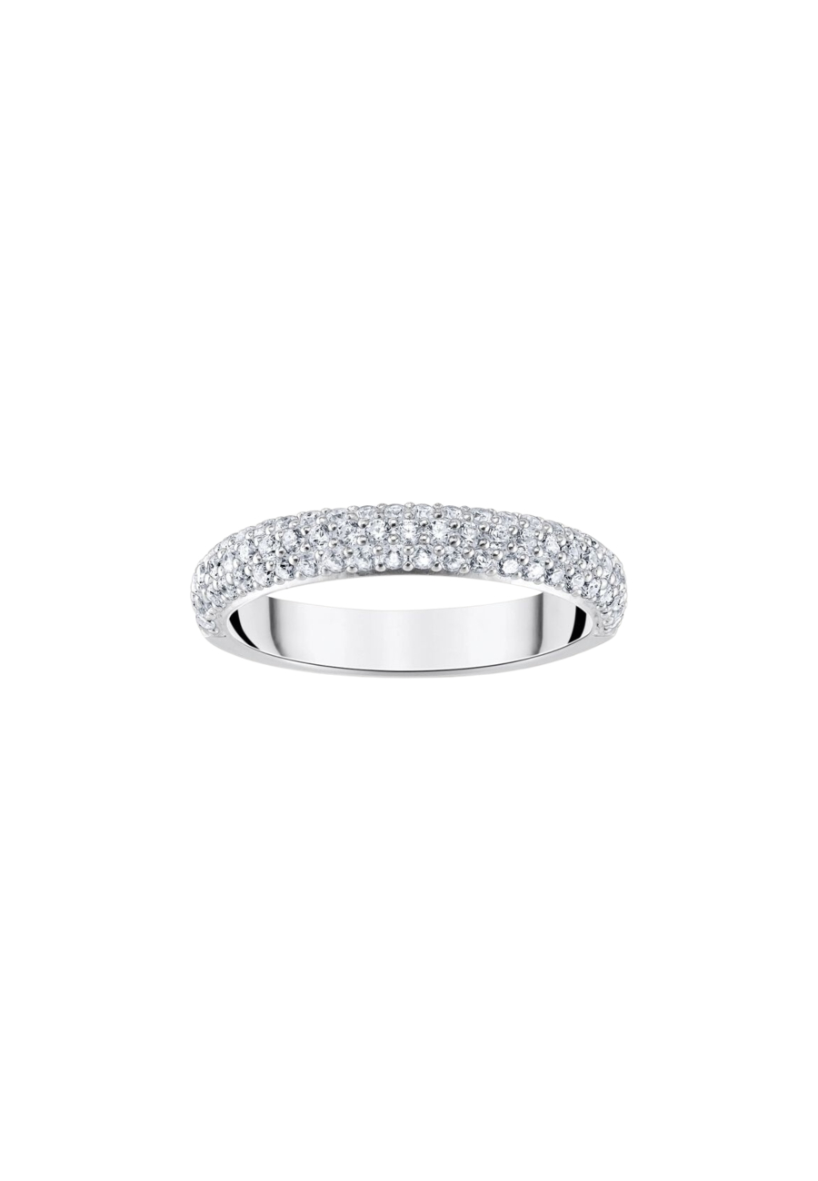 Bague Anneau En Argent Avec Zircon Blanc Et Gravure
