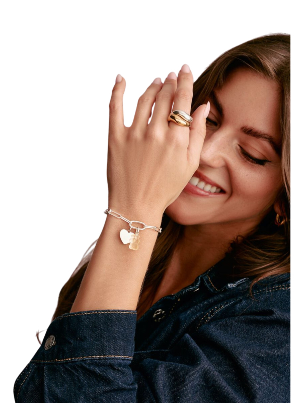 Charm Pendant Goldbears In White Connect Silver