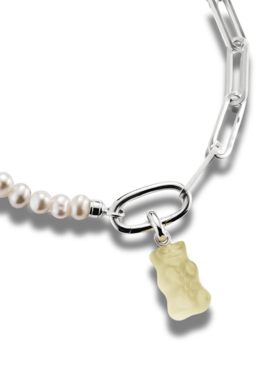 Charm Pendant Goldbears In White Connect Silver