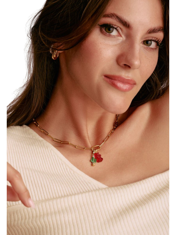 Charm Pendant Goldbears In Red Connect Gold-Plated