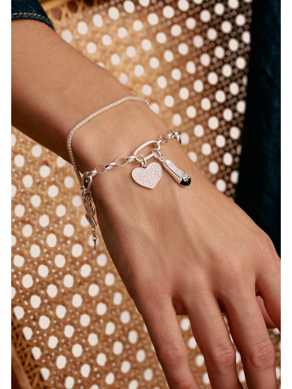 Charm-Anhänger Pavé-Herz Connect Silber