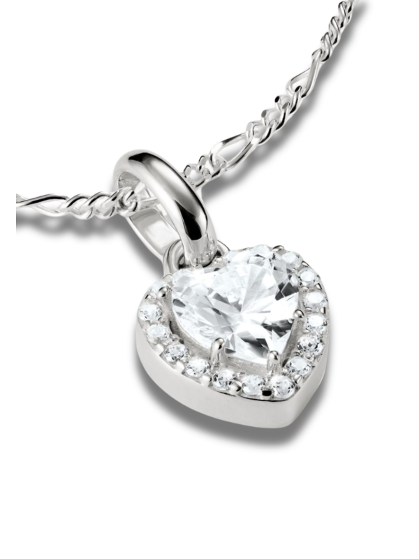 Pendentif Charm Cœur Avec Pierres Connecter Argent