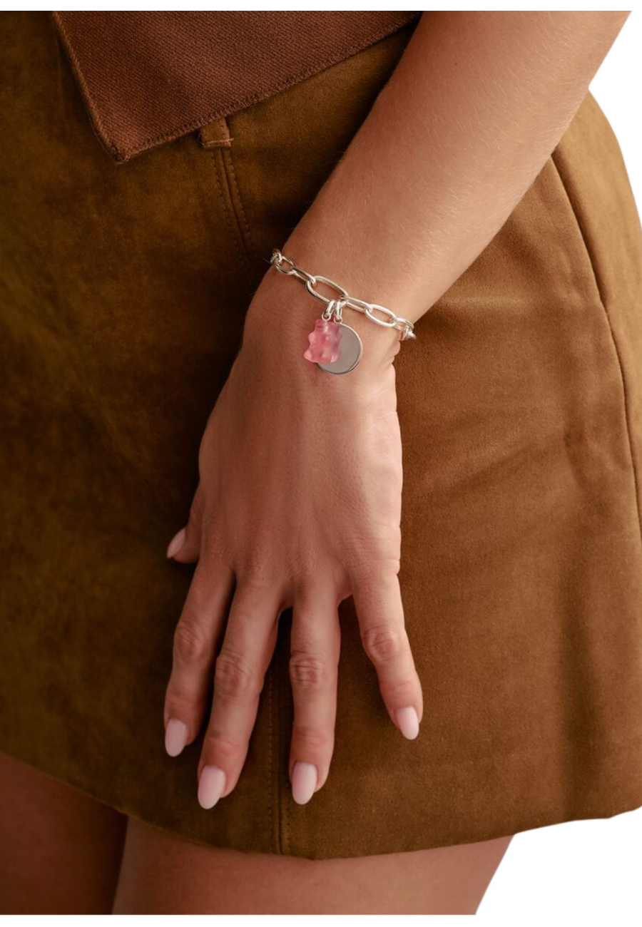 Pulsera Con Dijes Con Enlace Connect De Plata