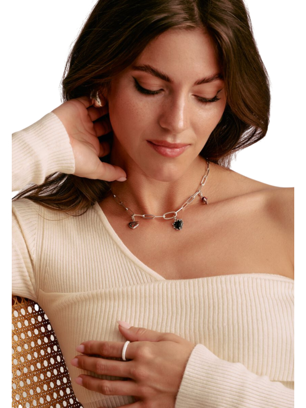 Colgante Encanto Corazón Vintage Negro Conectar Plata