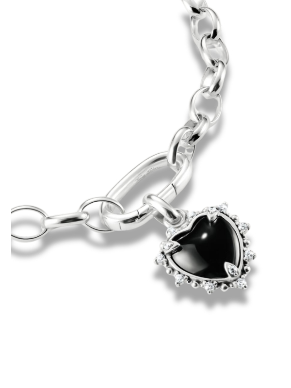 Charm Pendant Black Vintage Heart Connect Silver