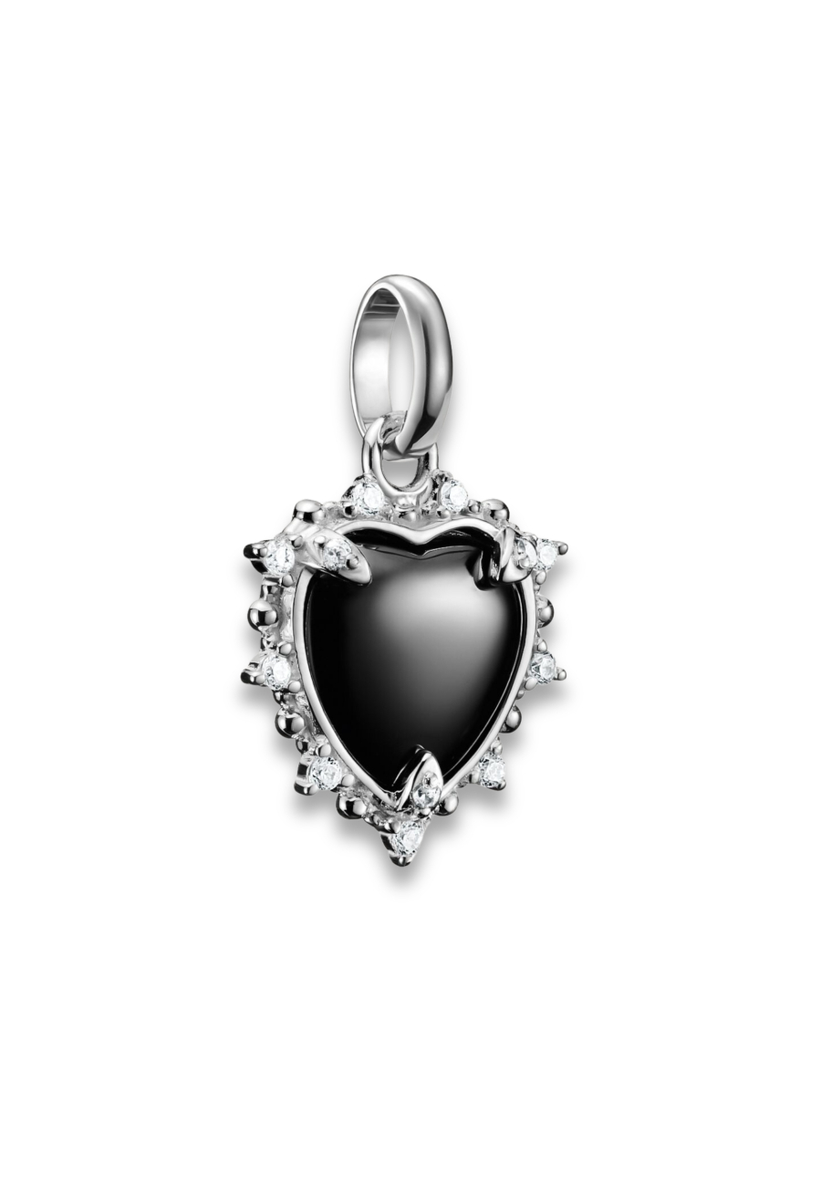 Colgante Encanto Corazón Vintage Negro Conectar Plata