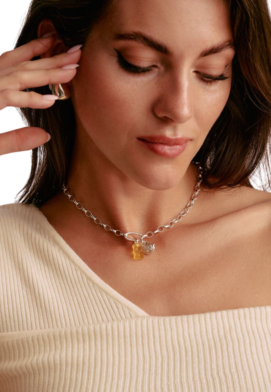 Charm-Anhänger Rosenblüte Connect Silber