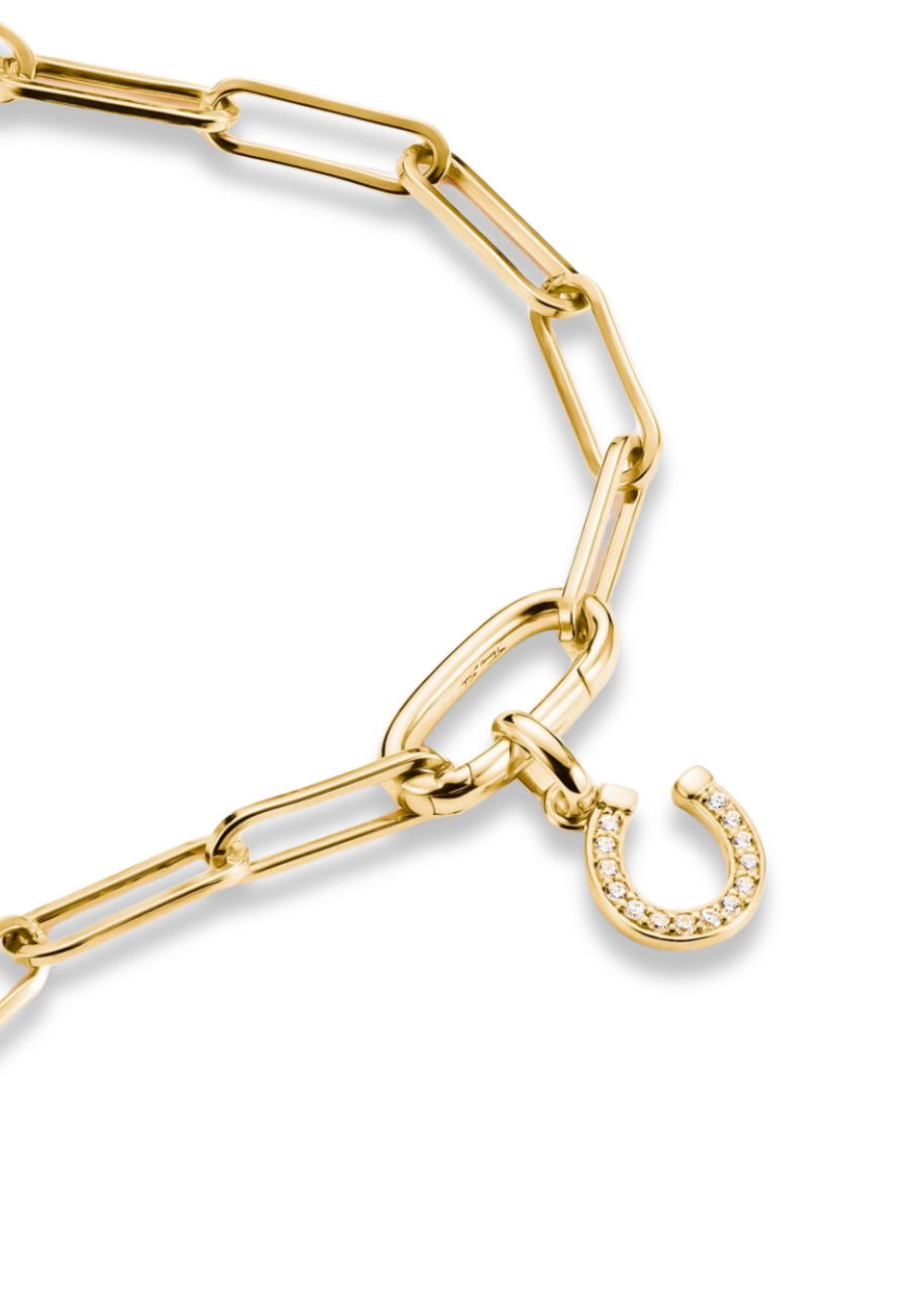 Pendentif Charm Fer À Cheval Avec Pierres Connect Doré À L’or Fin