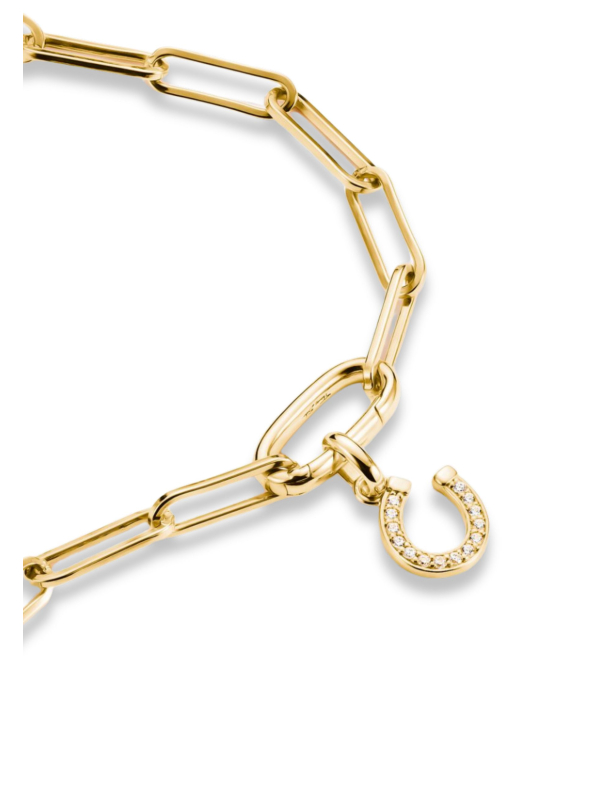 Colgante Encanto Herradura Con Piedras Connect Chapado En Oro