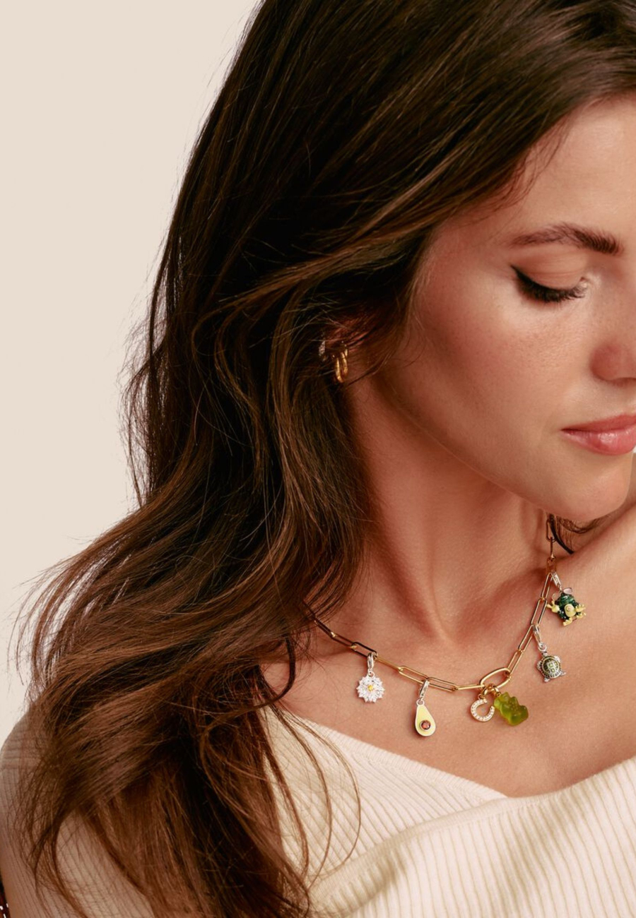 Charm Pendant Horseshoe With Stones Connect Gold-Plated