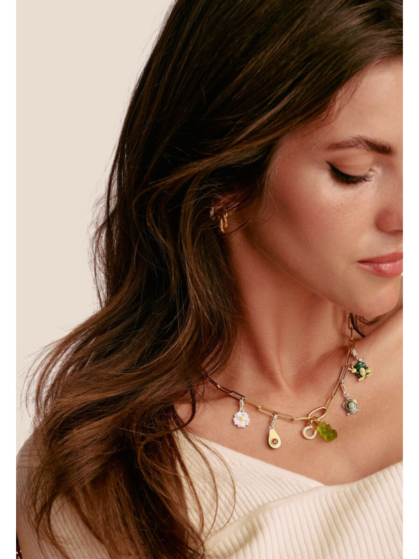 Colgante Encanto Herradura Con Piedras Connect Chapado En Oro