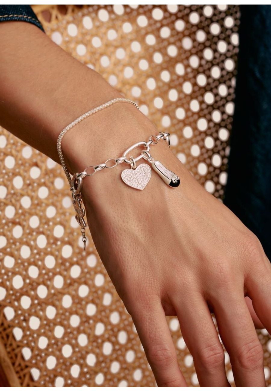 Pulsera de charms con tres eslabones Connect de plata