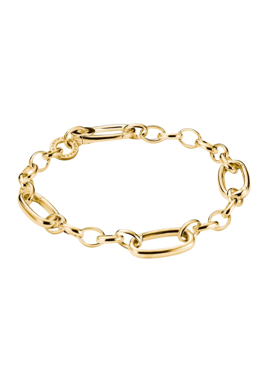 Charm-Armband mit drei vergoldeten Connect-Gliedern