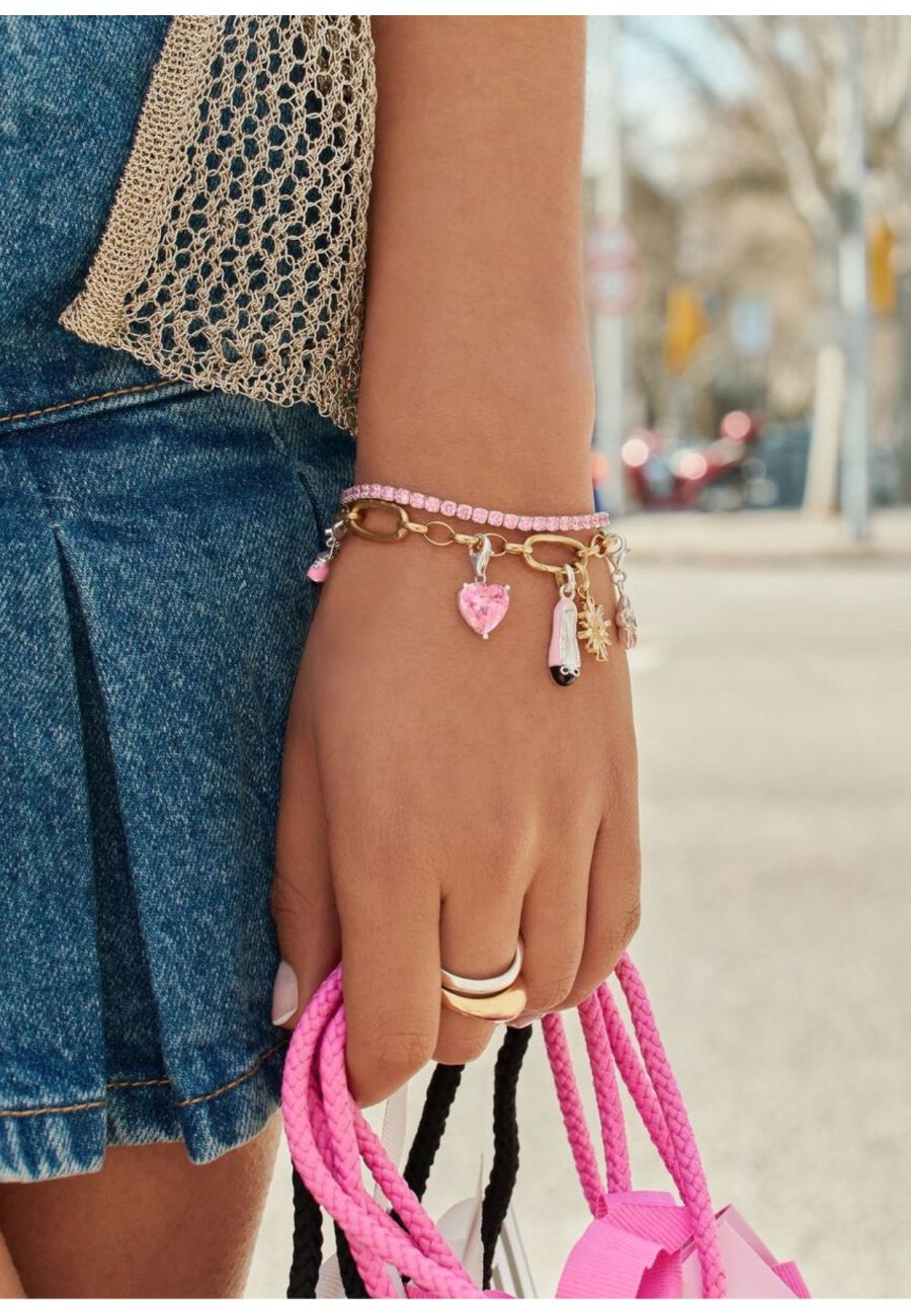 Charm bracelet with three Connect links gold-plated