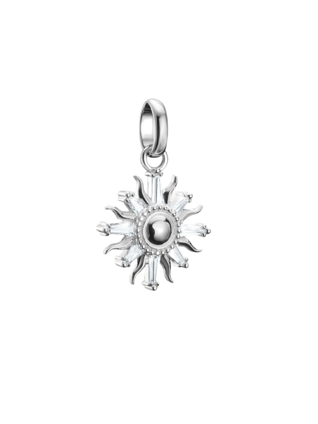 Colgante charm sol con piedras Connect de plata