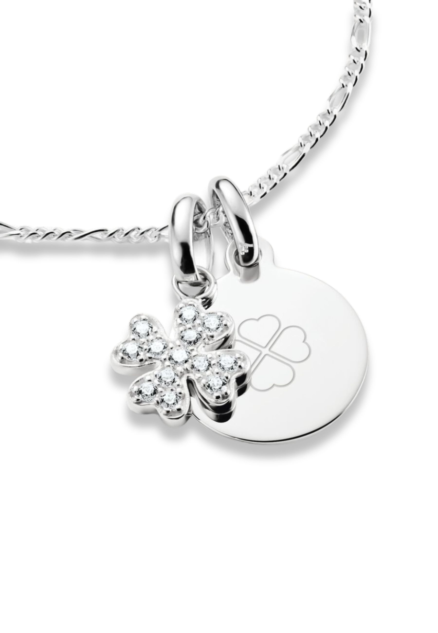 Charm-Anhänger Glücksklee Mit Steinen Connect Silber